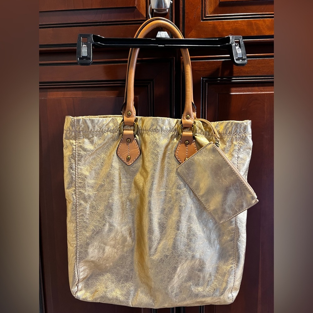 J Crew Gold Leather Thompson Tote